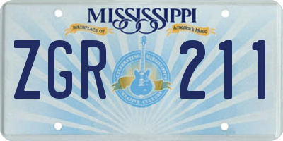 MS license plate ZGR211