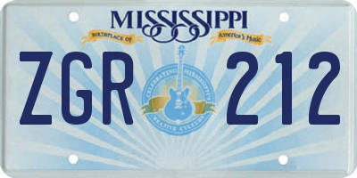 MS license plate ZGR212