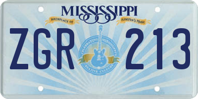 MS license plate ZGR213