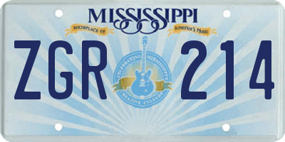 MS license plate ZGR214