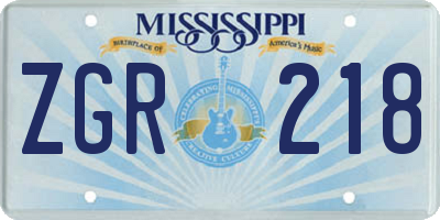 MS license plate ZGR218