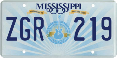 MS license plate ZGR219