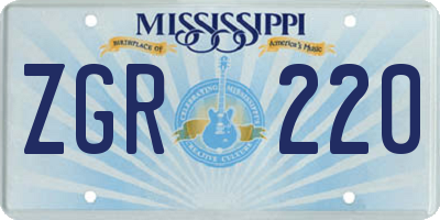 MS license plate ZGR220