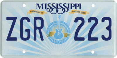 MS license plate ZGR223