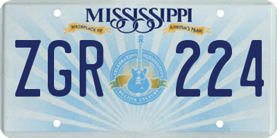 MS license plate ZGR224