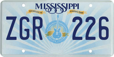 MS license plate ZGR226