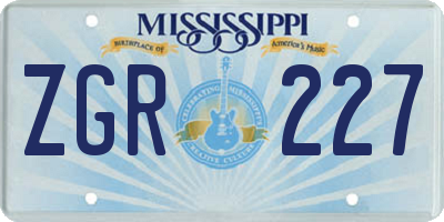 MS license plate ZGR227