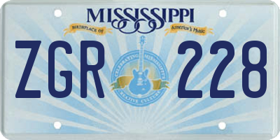 MS license plate ZGR228
