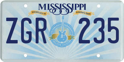 MS license plate ZGR235