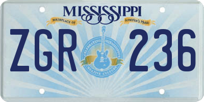 MS license plate ZGR236