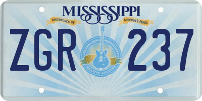 MS license plate ZGR237