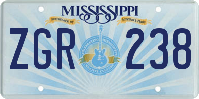 MS license plate ZGR238