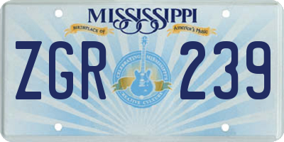 MS license plate ZGR239
