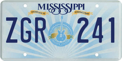 MS license plate ZGR241