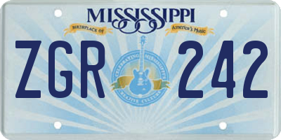 MS license plate ZGR242