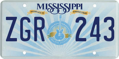 MS license plate ZGR243
