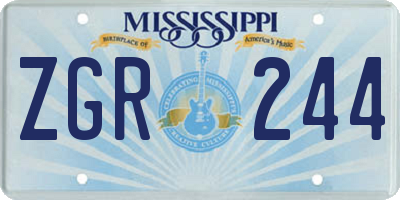 MS license plate ZGR244