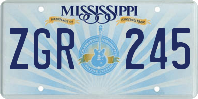 MS license plate ZGR245