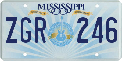 MS license plate ZGR246