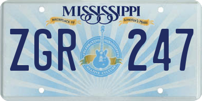MS license plate ZGR247