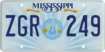 MS license plate ZGR249