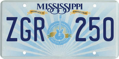 MS license plate ZGR250