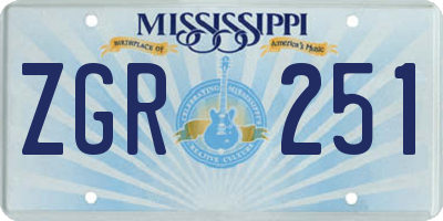 MS license plate ZGR251
