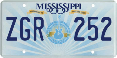 MS license plate ZGR252