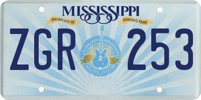 MS license plate ZGR253