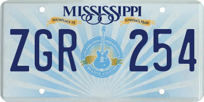MS license plate ZGR254