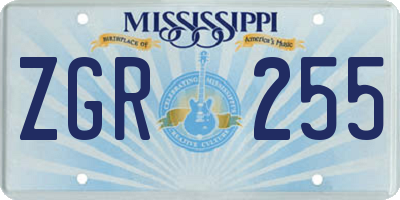 MS license plate ZGR255