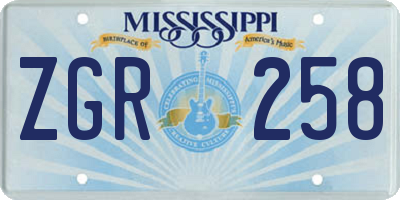 MS license plate ZGR258
