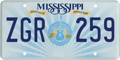 MS license plate ZGR259