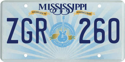 MS license plate ZGR260