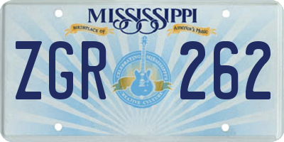 MS license plate ZGR262