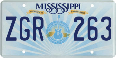 MS license plate ZGR263