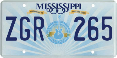 MS license plate ZGR265