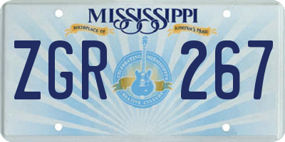 MS license plate ZGR267