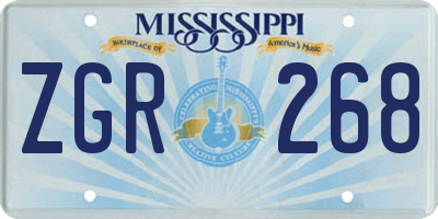 MS license plate ZGR268