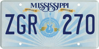 MS license plate ZGR270