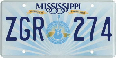 MS license plate ZGR274