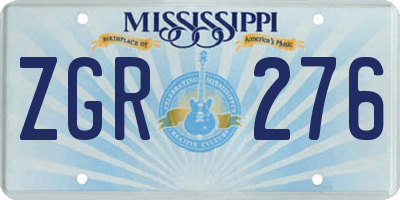 MS license plate ZGR276