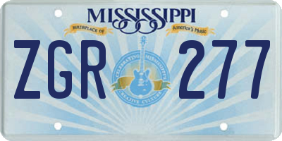 MS license plate ZGR277