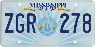 MS license plate ZGR278