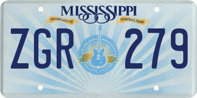 MS license plate ZGR279