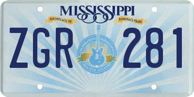 MS license plate ZGR281