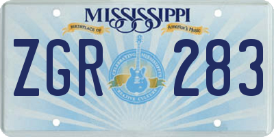 MS license plate ZGR283