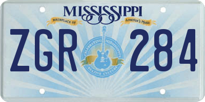 MS license plate ZGR284