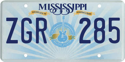 MS license plate ZGR285