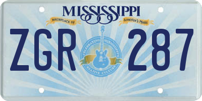 MS license plate ZGR287